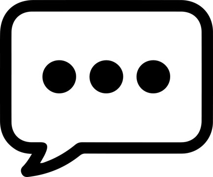 Speech bubble icon with ellipsis, typing indicator, chat message design, communication symbol, digital conversation graphic, online messaging interface