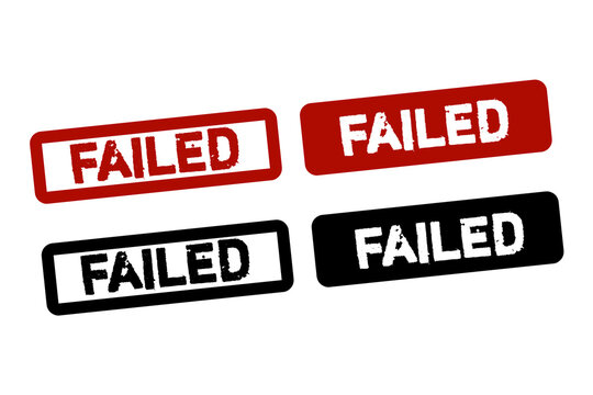 Failed Grunge Rubber Stamp Collection Set &ndash; Distressed Failed Red Label, Vintage Error Status Badge, Retro Office Typography Stamp Design Isolated