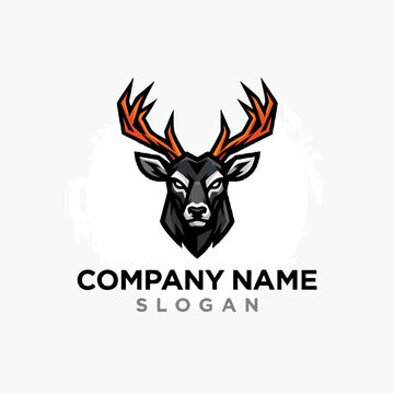 Modern deer head logo mascot with stylized antlers for sports or business branding business strength stylized illustration identity aggressive competitive wildlife branding marketing