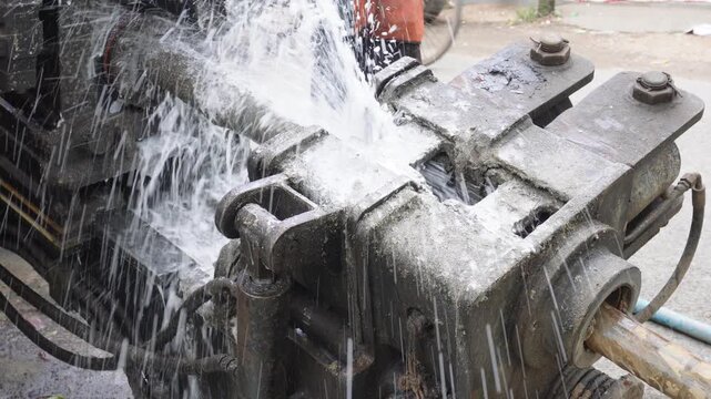 Horizontal directional drilling machine in action