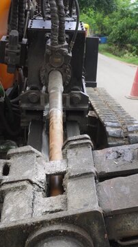 Horizontal directional drilling rig working at construction site