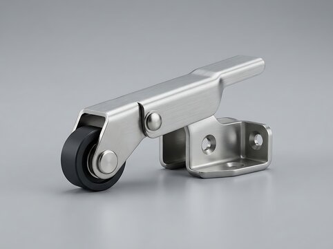 Stainless steel caster wheel with black rubber and mounting plate