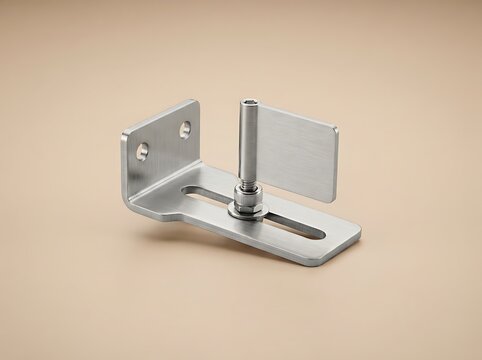 Stainless steel L-shaped bracket with threaded rod and nut assembly