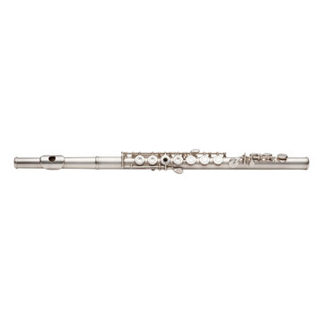 Classic silver transverse flute isolated on transparent background