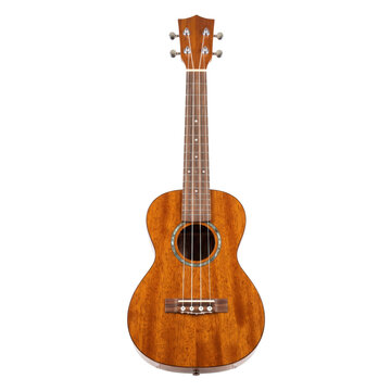 Classic acoustic wooden ukulele isolated on transparent background