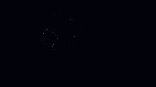 Drone light show forming a hot coffee cup shape in the dark night sky