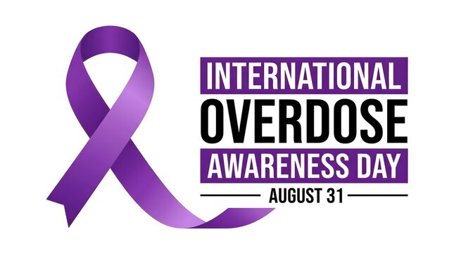 International overdose awareness day ribbon and typography august 31st commemoration