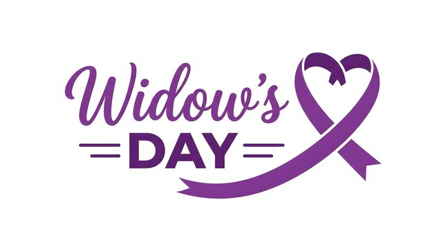 Widow's day awareness ribbon graphic with heart symbol for support and remembrance