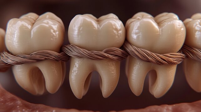 Microscopic View of Dental Plaque and Calculus Building Up Between Teeth