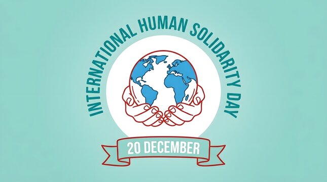 International human solidarity day illustration with globe and hands support