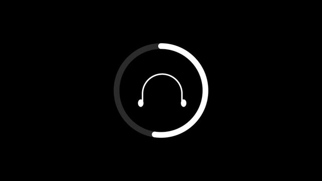 headphone icon animated music . wave headphone, on a black background, Headphone icon animation, with 4k video.
