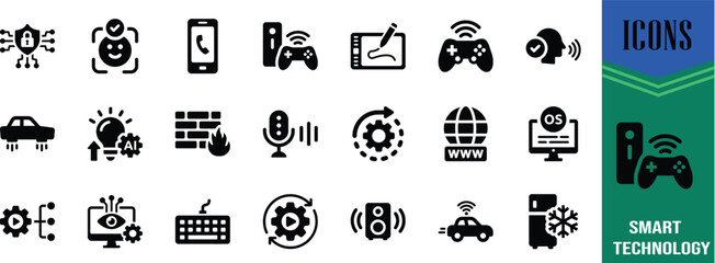 Modern technology smart device icons. phone icon set, gamepad icon set, globe icon set © Sona