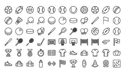 Ball Sports Line Icon Collection Editable Stroke Vector © Crative studio