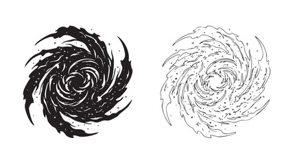 galaxy vector silhouette with line art pair icon in black and white black vector black vector silhouette with line art pair icon © Shamsul