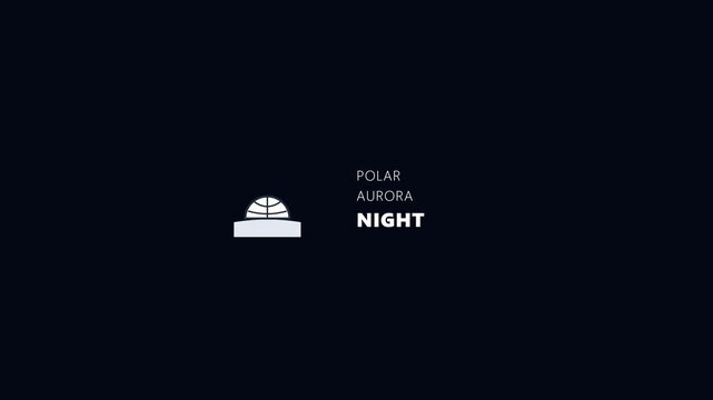 Polar aurora night logo animation featuring a stylized globe icon with elegant white typography on a clean black motion background