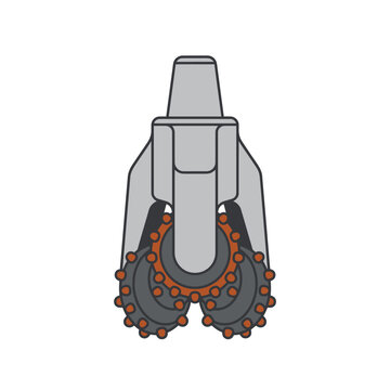 Industrial Roller Cone Drill Bit Vector Illustration for Oil and Gas Drilling, Mining, and Construction