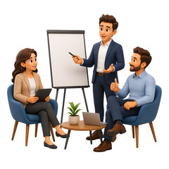 Obraz premium Emotional support and conversation 3d team meeting presentation and positive communication