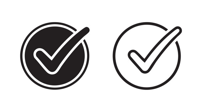 black vector silhouette with line art pair icon of checkmarks