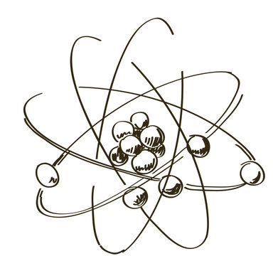 Hand-Drawn Atom Model Sketch Illustration