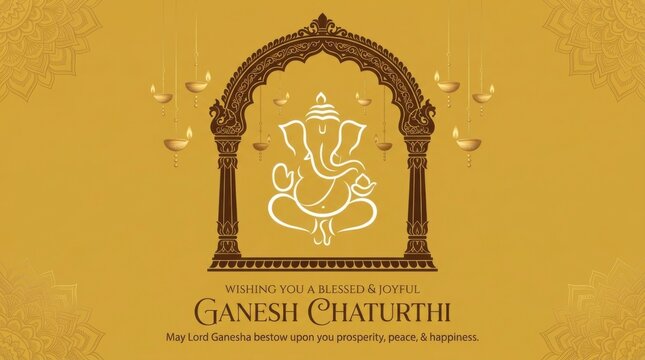 Golden Ganesh Festival Card