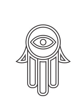 Hamsa Hand with Eye Outline Icon