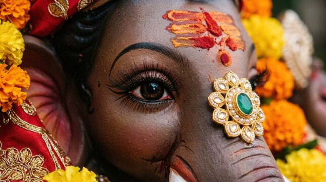 Detailed Ganesha Idol Face