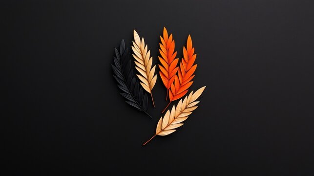 Autumn leaves on black background.