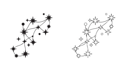 stars with black vector silhouette and line art pair icon constellation design black black vector silhouette with line art pair icon © Shamsul