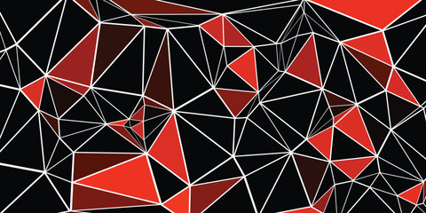 Abstract low poly geometric background, red and black polygonal mesh vector, dark digital network connection pattern Premium Background © Asmiya