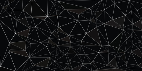 Abstract low poly geometric background, black polygonal mesh vector, dark digital network connection wallpaper Premium Background © Asmiya