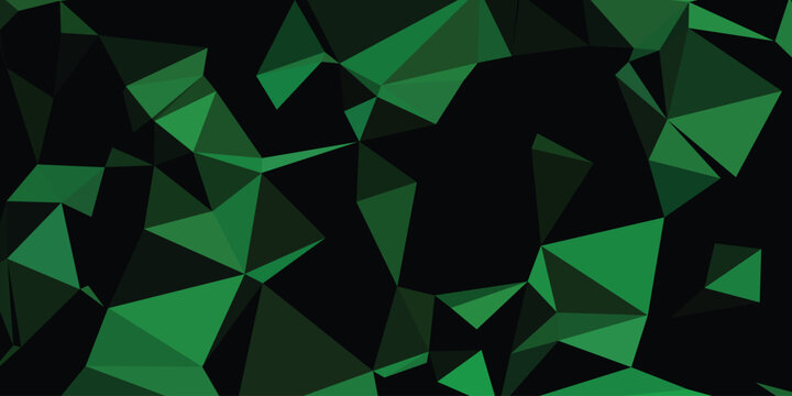 Dark green low poly background, abstract emerald geometric triangle pattern, emerald crystalline vector wallpaper Premium Background