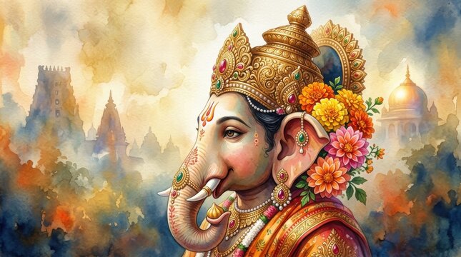 Colorful Ganesha Digital Artwork