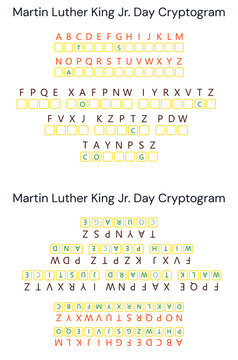 Martin Luther King Jr. Day cryptogram puzzle. Perfect for Classroom or Home, Crack the Code, Printable Puzzle Activity