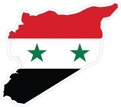Map of syria with national flag texture national cartography geography territory isolated