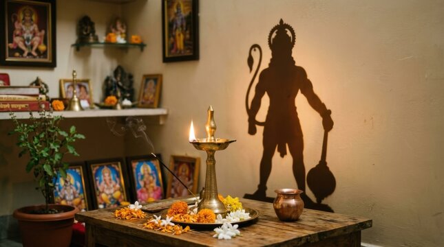 Hanuman Home Worship Scene