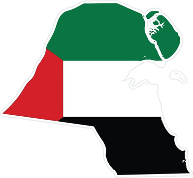 Map of kuwait filled with national flag geography national sovereignty territory cartography