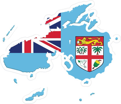 Map of fiji with national flag elements national geography patriotic isolated identity