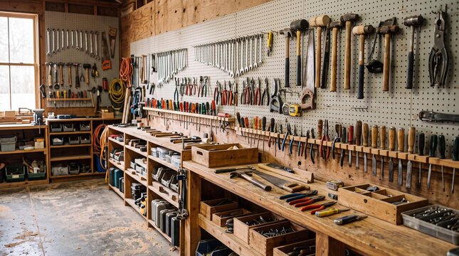 Community tool library with organized shared equipment