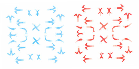 Abstract feather shapes red and blue vector illustration pattern © Polash