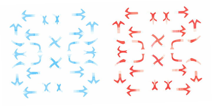 Abstract feather shapes red and blue vector illustration pattern