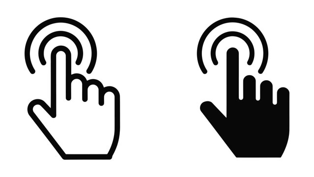 Hand Clicking Wireless Signal Icon Vector Illustration Line Art Technology Concept