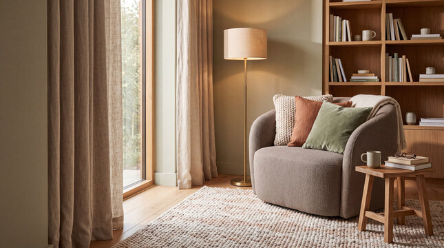 Sensory conscious reading nook with soft tactile materials