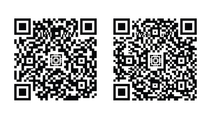Fototapeta premium Three black and white qr codes displaying data matrix patterns on a white background with arranged grid