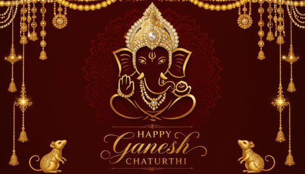 Golden Ganesh Festival Card