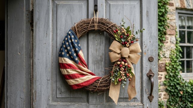 Patriotic American Door Wreath