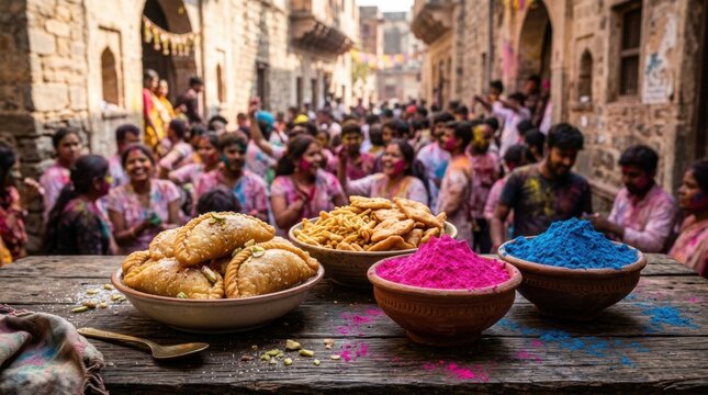 Colorful Holi Festival Market