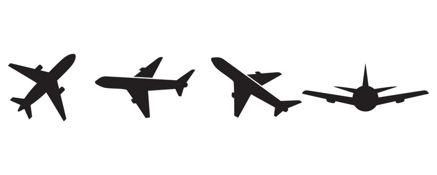 flight Plane set Airplane silhouette set illustration