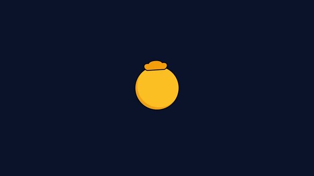 Minimalist yellow mangosteen fruit graphic icon floating in smooth motion animation loop for modern digital interface and web video