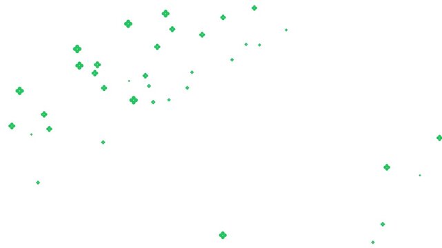 Green clover shapes drift across a clean white background in this minimalist motion graphic animation for modern digital media projects