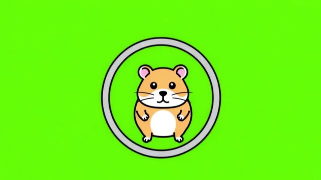 Vector Flat Design Hamster Running on Wheel Animation on Green Screen
